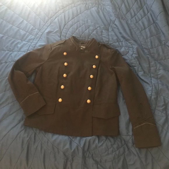 a.n.a Jackets & Coats Womens Military Style Denimlike Black Jacket Gold Buttons Details S